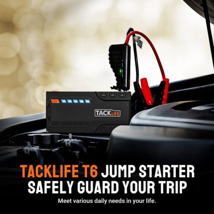 TACKLIFE T6 800A Peak 18000mAh Car Jump Starter up to 7.0L Gas Power Bank Battery