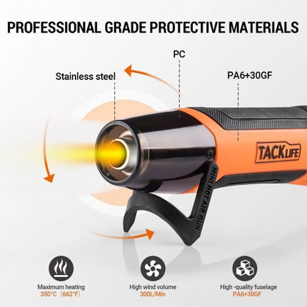 TACKLIFE Mini Heat Gun, 350W/662°F Hot Air Gun with 6.56Ft Long Cable-HGP35AC