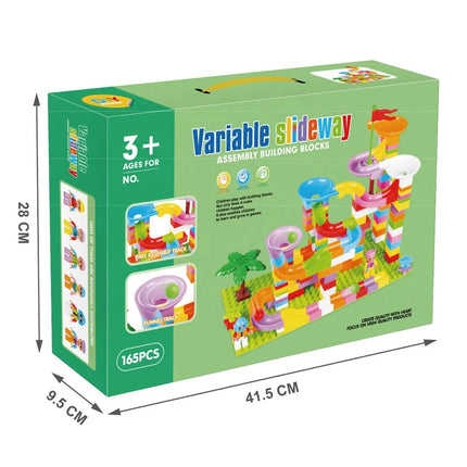 165 Pieces Plastic Construction Building Blocks Diy Assembly Race Track Toy Marble Run Blocks Toy Set for Kids