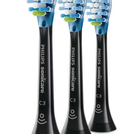 3 Pack Philips Sonicare C3 Premium Plaque Control Standard Sonic Toothbrush Heads, Black-HX9043/25