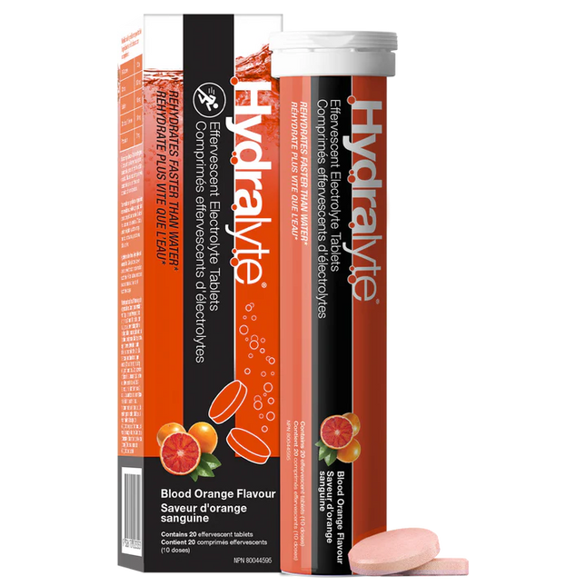 HYDRALYT EFFERVESCENT ELECTROLYTE TABLETS BLOOD ORANGE , 20 Tabs