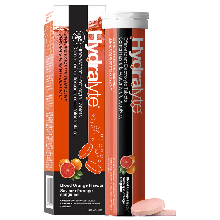 HYDRALYT EFFERVESCENT ELECTROLYTE TABLETS BLOOD ORANGE , 20 Tabs