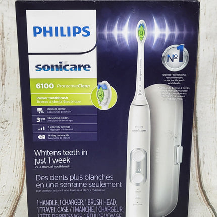 Philips Sonicare Protectiveclean 6100 Rechargeable Electric Toothbrush, Whitening, White, HX6877/21