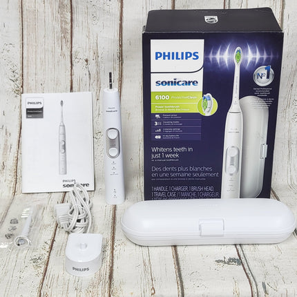 Philips Sonicare Protectiveclean 6100 Rechargeable Electric Toothbrush, Whitening, White, HX6877/21