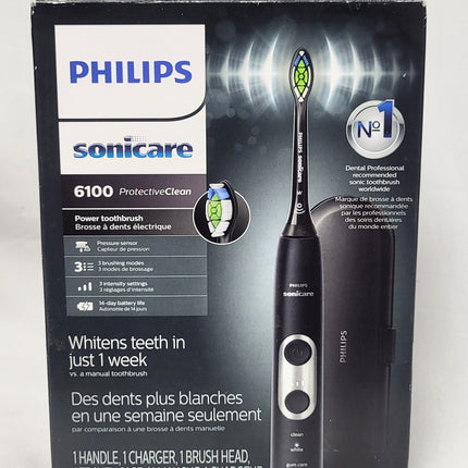 Philips Sonicare Protectiveclean 6100 Rechargeable Electric Toothbrush, Whitening, Black, HX6870/41