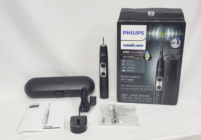 Philips Sonicare Protectiveclean 6100 Rechargeable Electric Toothbrush, Whitening, Black, HX6870/41