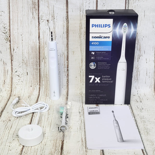 Philips Sonicare 4100 Power Toothbrush, Rechargeable Electric Toothbrush with Pressure Sensor, White HX3681/23