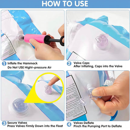 3 Pack Inflatable Pool Floats Hammock, Adults for Size Water Hammock Lounger, Multi-Purpose 4-in-1 Swimming Water Floating Rafts