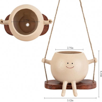 LASTOOLS Swing Face Planter Pot Hanging Planters for Indoor Outdoor Wall Plants with Drainage Cute Resin Flower Head Plant Pots for Succulent Cactus, Gifts for Mother Christmas