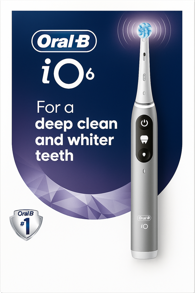 Oral-B iO6 Electric Toothbrush, for a Deep Clean and Whiter Teeth, Opal Grey, iO Series 6 with 1 Toothbrush, 1 Brush Head, and 1 Travel Case