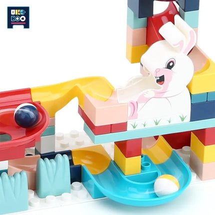 152CS Marble Run Race Track Slide DIY Building Blocks City Set Big Size Baseplate Funnel Bricks Educational Toys Children