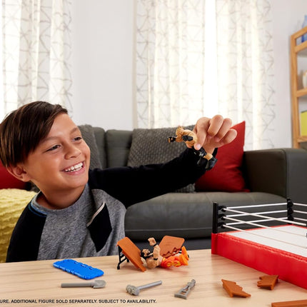 Mattel WWE Action Figure Playset Knuckle Crunchers Rebound Ring with Accessories and Flex Mat Technology