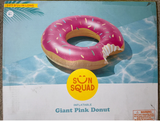 SUN SQUAD Giant Pink Donut Swimming Pool Float Raft Tube 3ft 10" NIB