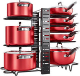 MUDEELA Pots & Pans Organizer for Cabinet 8-Tier Pan Rack