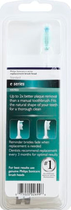 Philips Sonicare Genuine E-Series Replacement Toothbrush Heads, 2 Brush Heads, White, HX7022- (075020026996)