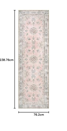 Lahome Boho Pink Runner Rugs for Hallway, 2'6"x8 Washable Floral Kids Girls Kitchen Bathroom Runner Rug for Laundry Mat, Non Slip Indoor Carpet Runners for Bedroom Floor Entryway, Peach