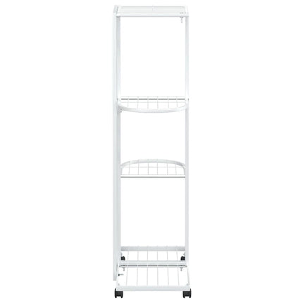 4-Floor Iron Flower Stand with Wheels - Display and Storage Rack in White