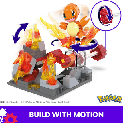 MEGA Pokémon Building Toys Set Charmander’s Fire-Type Spin with 81 Pieces, 1 Poseable Character and Motion, for Kids