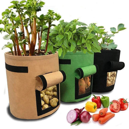 3 Pack 7 Gallon Grow Bags, Breathable Nonwoven Fabric Pots, Potato Grow Bag with Handles,Heavy Duty Thickened Vegetable/Flower/Plant Grow Bags(3 Color)