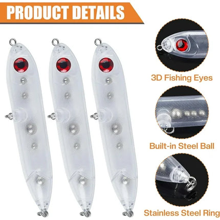 Catfish Rattling Line Float Lure for Catfishing Catfish Spook Rattle 10 Pack Clear