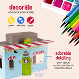 BoxArt Cardboard Crafts for Kids to Build & Color or Paint - Arts and Crafts DIY Imagination Play - Includes Dinosaur, Helicopter, Giraffe, Building, Windmill and Race Car.