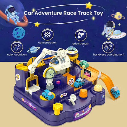 PATPAT® Car Toys for Kids Car Track Set for Kids Toys, Space Toys with 2 Mini Cars, Toddler Toys Interactive Car Toy, Educational Kids Learning Toy Astronaut Car Gift for 3-5-12 Years Old Boys Girls