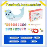 Wooden Magnetic Fishing Games for Kids 3D Fish Catching Counting Preschool Board Games Wooden Lacing Beads Montessori Toys for 2 3 4 5 6 Years Old Toddlers Boys and Girls 18PCS