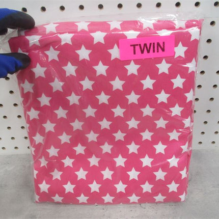 Amazon Basics Soft Microfiber Sheet Set with Elastic Pockets - Twin, Pink Stars F4N2