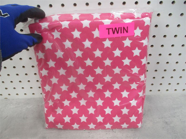 Amazon Basics Soft Microfiber Sheet Set with Elastic Pockets - Twin, Pink Stars F4N2