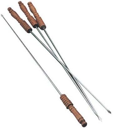 Metaltex 200643 Wood Handle Skewers 4 Pack, Brown/Silver