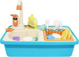 Kitchen Play Sink Toys with Running Water, Electric Dishwasher Playing Toy, Pretend Toy Sink Play kitchens for Boys Girls Birthday Gifts (Blue)