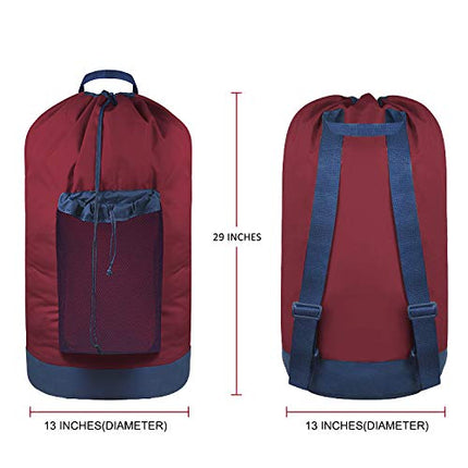 Dalykate Backpack Laundry Bag, 115L Large Hamper with Shoulder Straps, Drawstring Closure, Mesh Pocket, Red