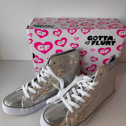 Gotta Flurt Women's Disco II Hi Silver Sequin Hip Hop Dance Sneaker