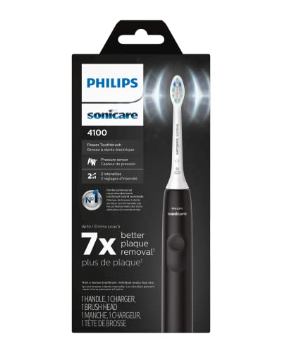 Philips Sonicare 4100 Power Toothbrush, Rechargeable Electric Toothbrush with Pressure Sensor, Black HX3681/24