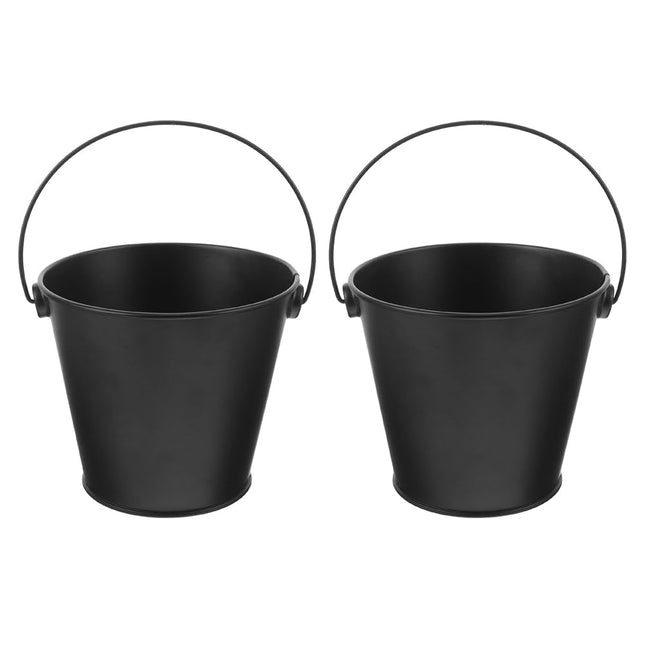 Milisten 2 Pack Grill Grease Bucket Drip Pan for Barbecue Ash Bucket for Grill 4.52 X 4.52 X 3.93 in Metal Pail for Fireplace Ash and Cooking Grease Collection