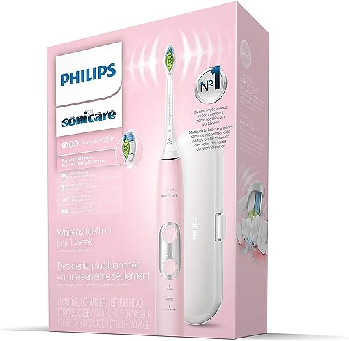 Philips Sonicare Protectiveclean 6100 Rechargeable Electric Toothbrush, Whitening, Pink, HX6876/21