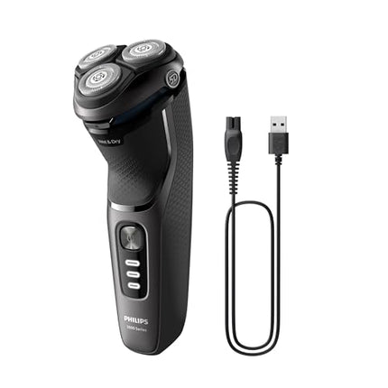 Philips Electric Shaver Series 3300, Wet & Dry with Self-Sharpening PowerCut Blades, S3343/13