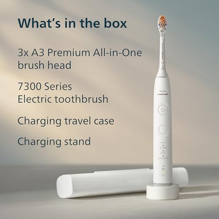 Philips Sonicare 7400 Series Electric Toothbrush - Next-Generation Sonicare Technology, Pressure Sensor, 12 Brushing Settings, SmarTimer, BrushPacer, 21-day Runtime, Travel Case, White, HX7420/07