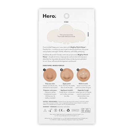 Hero Cosmetics Mighty Patch Nose – Hydrocolloid Nose Strips for Pores & Pimples, Absorbs Gunk and Oil, Improves the Look of Pores , 10 Count