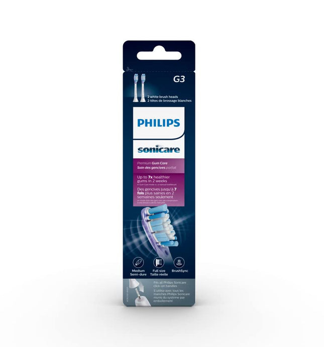 Philips Sonicare G3 Two-in-One - Genuine Replacement Electric Toothbrush Heads, White, 2 Pack, HX9052/65