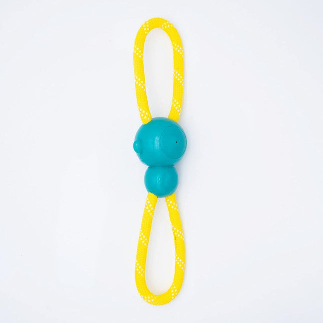 ZippyPaws - RopeTugz Teal Aggressive Chewers Dog Toy - Durable Rope, Squeaky Chew Toy, Perfect for Tug of War, Suitable for Small, Medium, and Large Breeds - Machine Washable