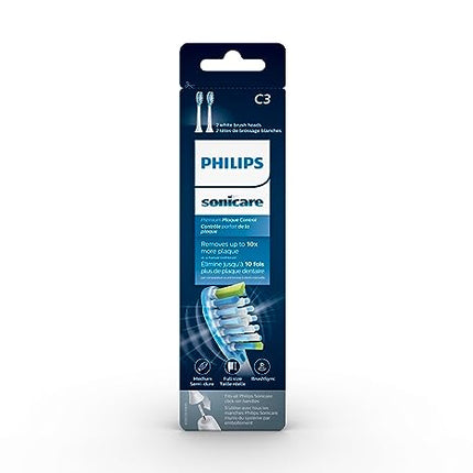 Philips Sonicare C3 2-in-1 Plaque Removal+Whitening Brush Heads, Genuine Replacement Toothbrush Heads, White, 2 Pack, HX9042/65
