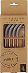MRKT FINDS 4 Pack stainless straws with silicone head and cleaning brush (Gray)