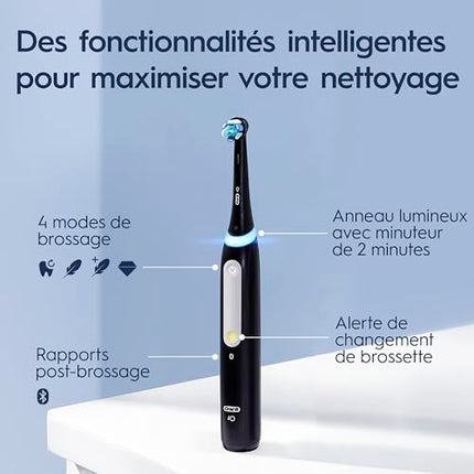 Oral-B iO4 Electric Toothbrush, for a Gentle Clean and Healthier Gums, White, iO Series 4 with 1 Toothbrush, 1 Brush Head, and 1 Travel Case