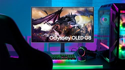 Samsung 32 Inch G8 OLED Silver G-Sync Compatible Gaming Monitor-240 Hz, 0.03 ms (LS32DG802SNXZA) - KM11