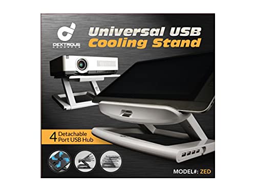 ZED-01W USB Cooling Laptop/Tablet Stand with Detachable 4 Port USB Hub & Silent Cooling Fan