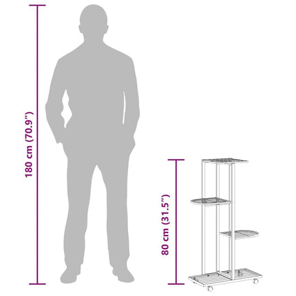 4-Floor Iron Flower Stand with Wheels - Display and Storage Rack in White