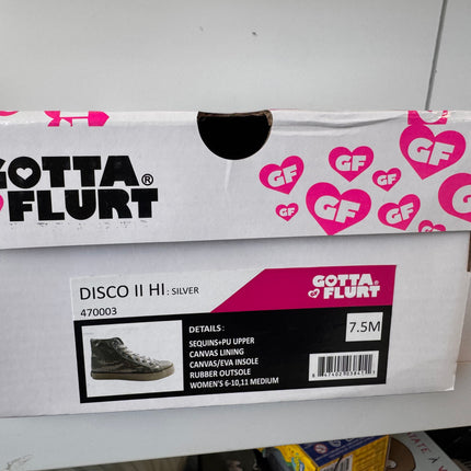 Gotta Flurt Women's Disco II Hi Silver Sequin Hip Hop Dance Sneaker