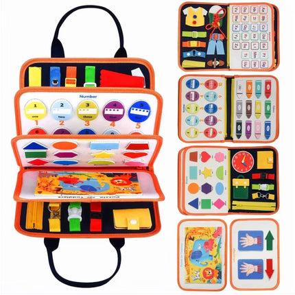 Winblo Toddler Busy Board - Montessori Toys Bithday Gift, Educational Learning Sensory Busy Book Activities Toy for Airplane Car Travel-Purple