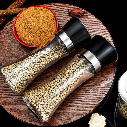 Manual Pepper Grinder | Stainless Steel & Glass Spice Mill | Adjustable Coarseness for Pepper, Salt & Seasonings | Kitchen & Home Use